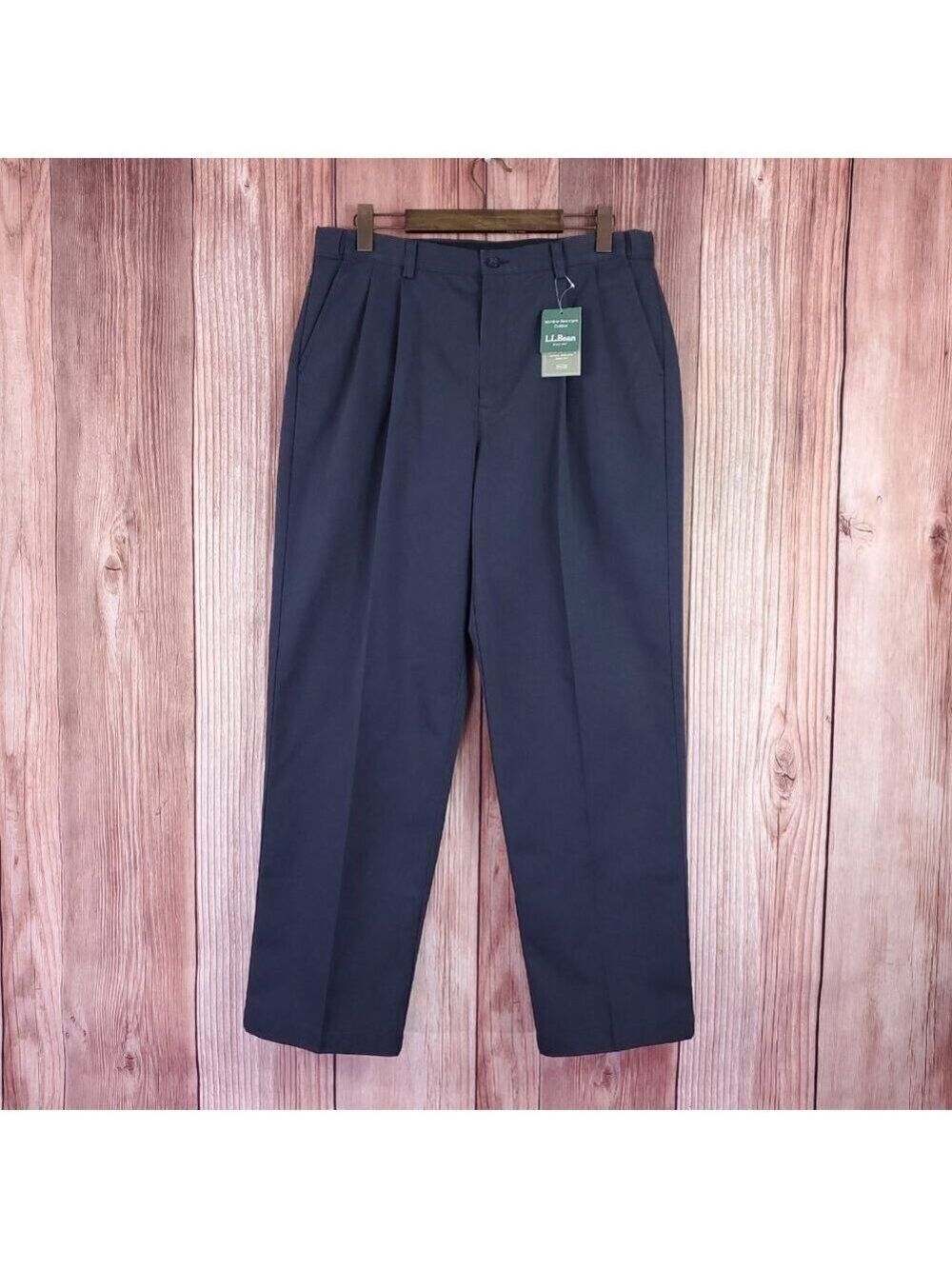 LL Bean Mens 36x32 Double Pleated Comfort Waist Chino Pants Wrinkle Resistant